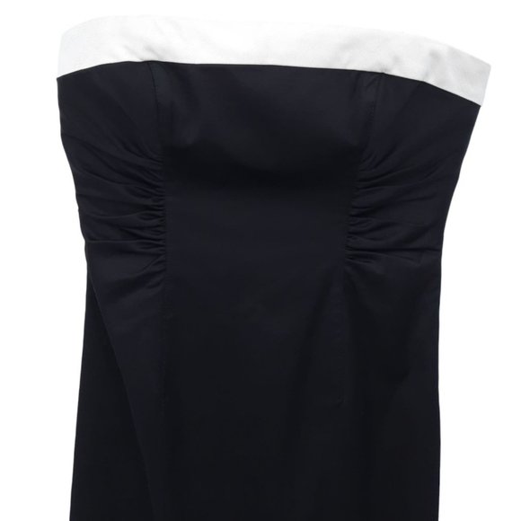 NEW Kay Unger Black White Trim Strapless Mini Cocktail Dress 10 Ruched Sheath - Picture 5 of 11